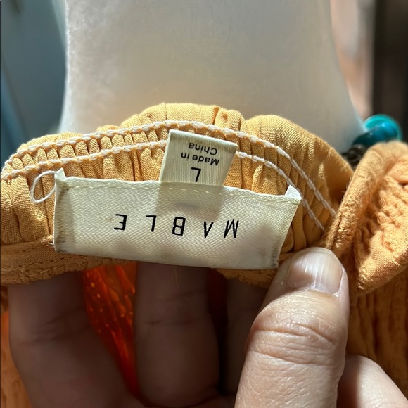 Bohemian feminine Anthropologie Orange Maxi Dress. Plunging neckline. - Picture 4 of 4